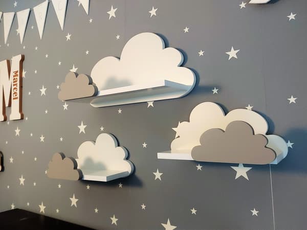 Cloud Shelves Set om 3 FANTASY EXTRA - premium, grå