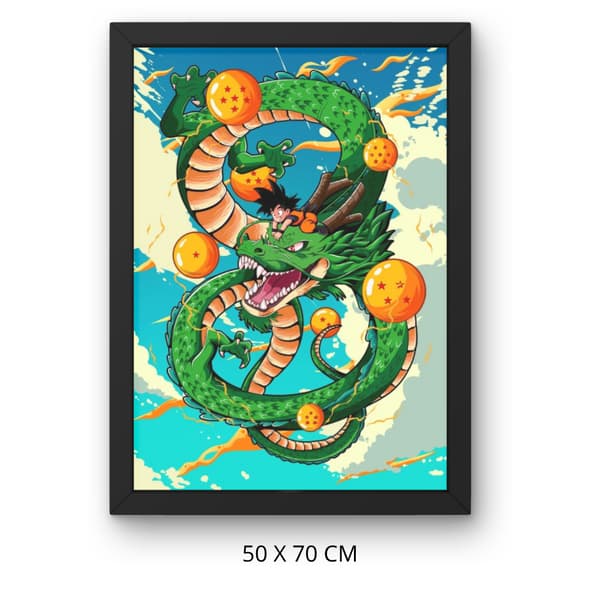 Dragon Ball maling efter tal med ramme 50x70 cm