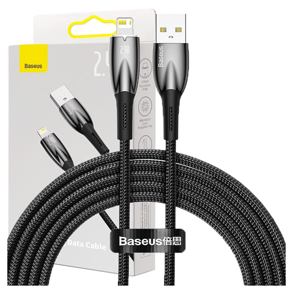 Baseus Glimmer Series -kaapeli USB-A - Lightning 480Mb/s 2.4A 2m musta