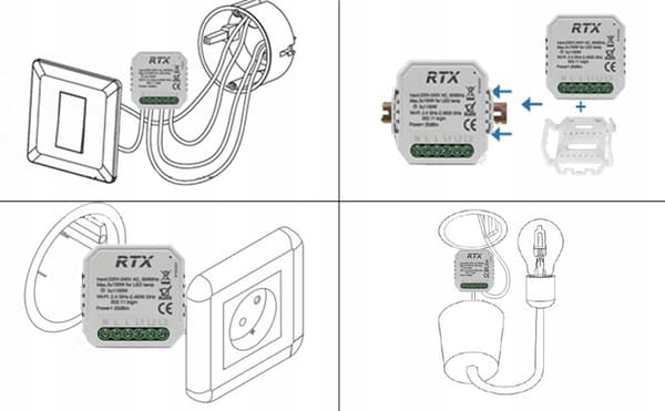 TUYA 3-krets inbyggd WiFi-reläkontroller
