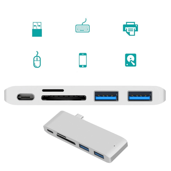 USB 3.1 C-tyyppi moniporthub - 2x USB 3.0 / USB-C 3.1 / microSD / SD