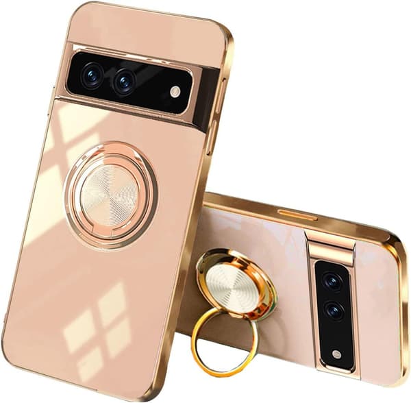 ETUI TIL GOOGLE PIXEL 7 PRO PULVERROSA SILIKONE BAGSIDER MED RING