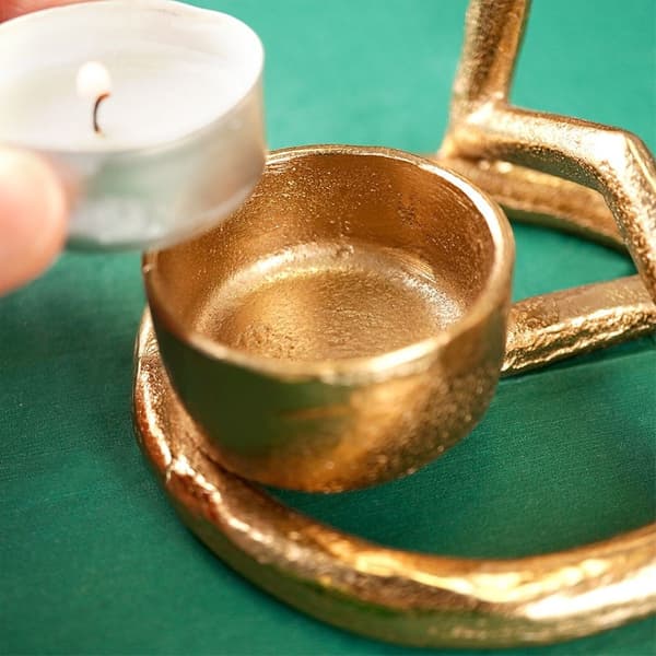 Aluminium ljusstake guld julgran 16 cm