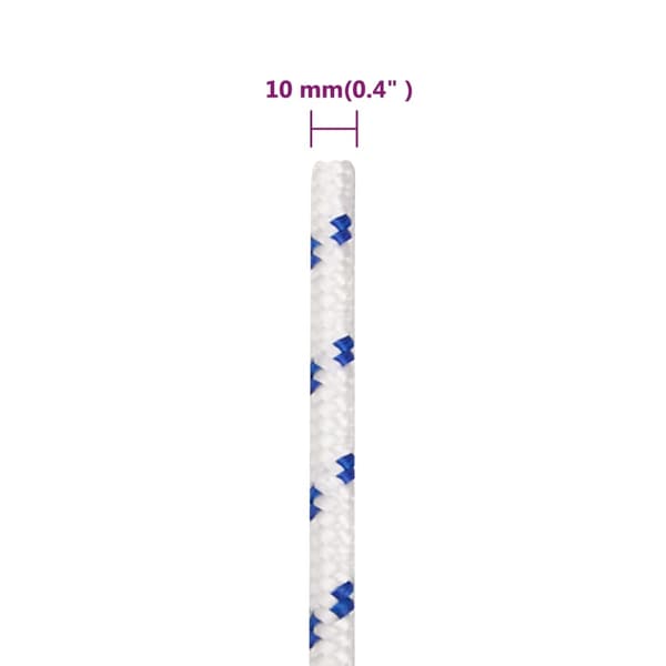 vidaXL Segelrep, Vit, 10 mm, 100 m, Polypropylen