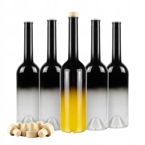 10x FENICE glasflaskor 700ml svart elegant ombre för alkoholpresent