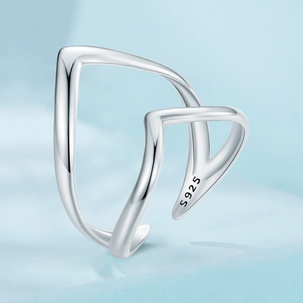Silver universal dubbelring i form av ett hjärta, silver 925