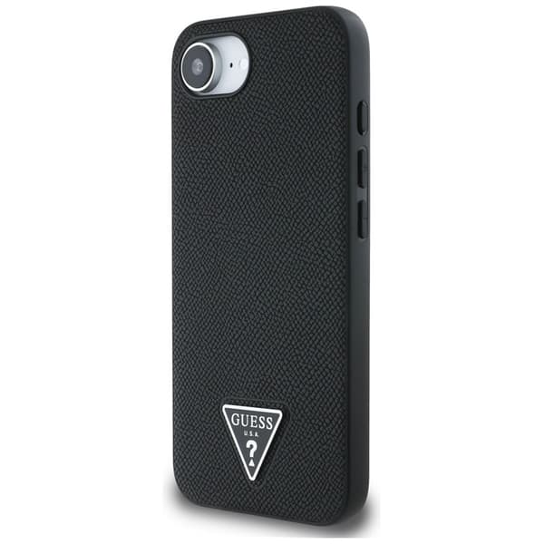 Guess Grained Triangle MagSafe - iPhone 16e -suojakuori (musta)
