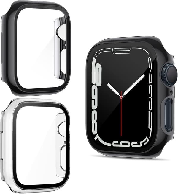 2X ETUI TIL APPLE WATCH 8/7 45MM SORT TRANSPARENT