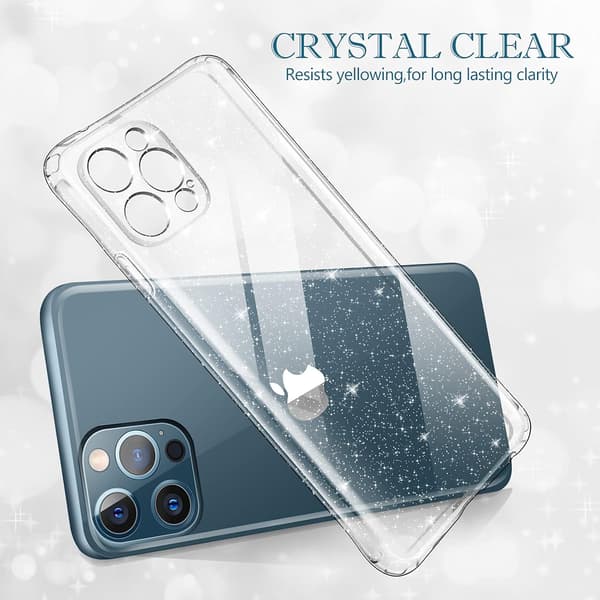 FODRAL TILL APPLE IPHONE 12 PRO TRANSPARENT GLANSKT 2X HÄRDAT GLAS