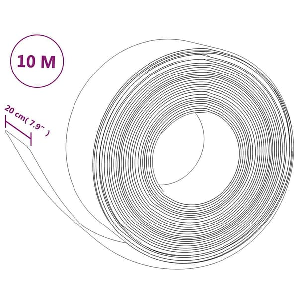 vidaXL Puutarhan reunus, 5 kpl, harmaa, 10 m, 20 cm, polyeteeni