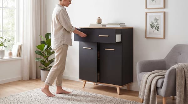 KOMMODE TIL STUE 73 CM SORT EGEGRUND WOTAN MODERNE LOFTSKAB