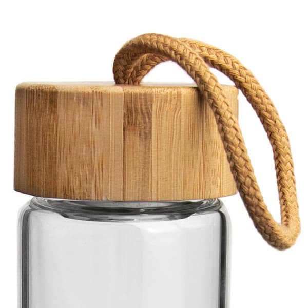 Lasinen vesipullo siivilällä 450 ml