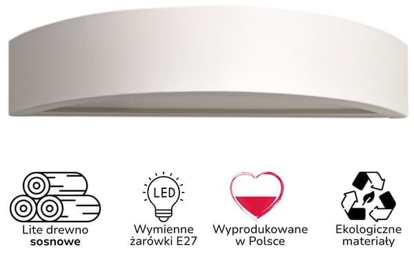 Trävägglampa LEJA Halvplafond Vit Matt