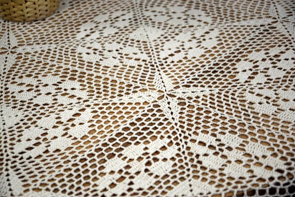 Oval Virkad Duk 110/160 Spetsduk Naturbeige BOHO