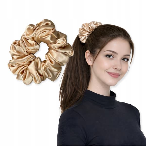 Satin hårbånd uden led 13 cm behagelig beige