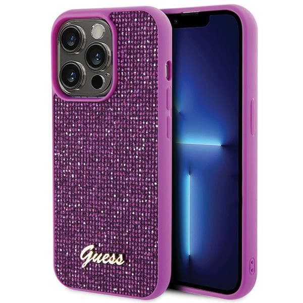 Guess GUHCP15LPMSDGSF iPhone 15 Pro 6.1 fuksianpunainen kovakuori Disco Metal Script