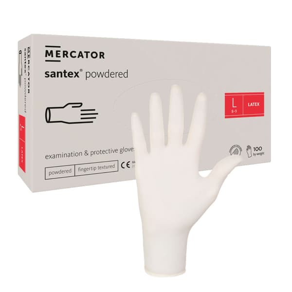 Latexhandsker L pudrede Santex pudrede fingertæpper 100 stk.
