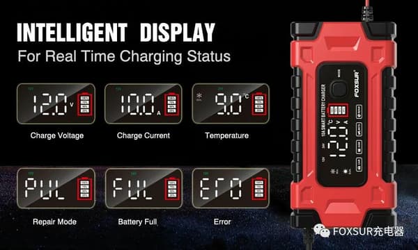 AWTOOLS EM-tasasuuntaaja FOXSUR 12V ja 24V 10A LCD
