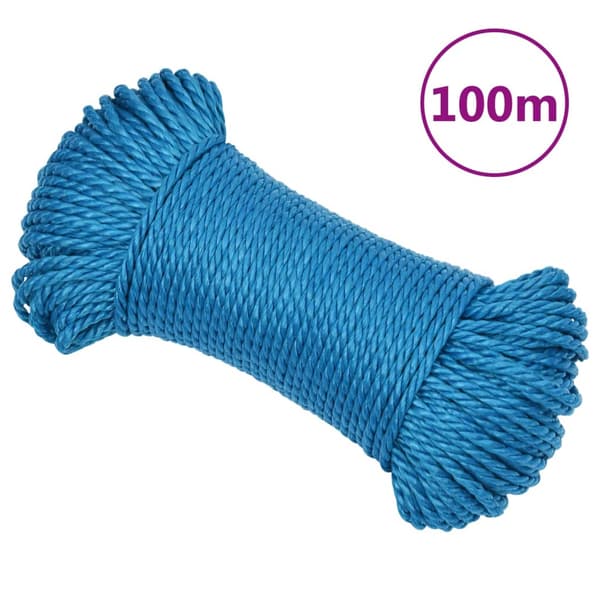 vidaXL Arbetsrep, Blå, 3 mm, 100 m, Polypropylen