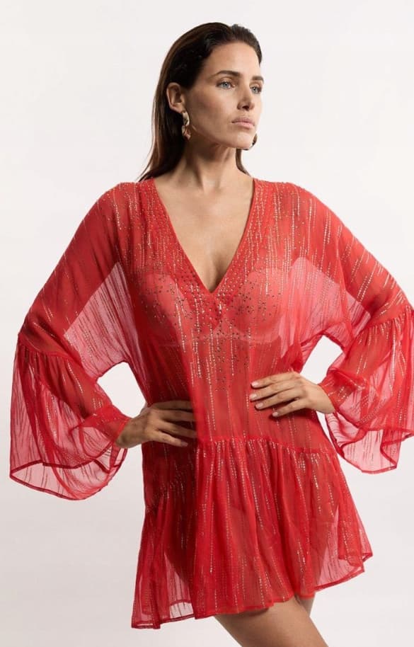 Karen Millen rød paillet tunika M