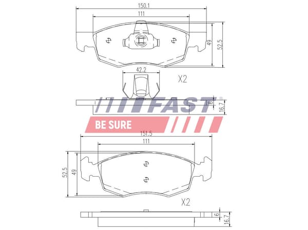 FORRESTE BREMSEKLODSER FT29102 FAST