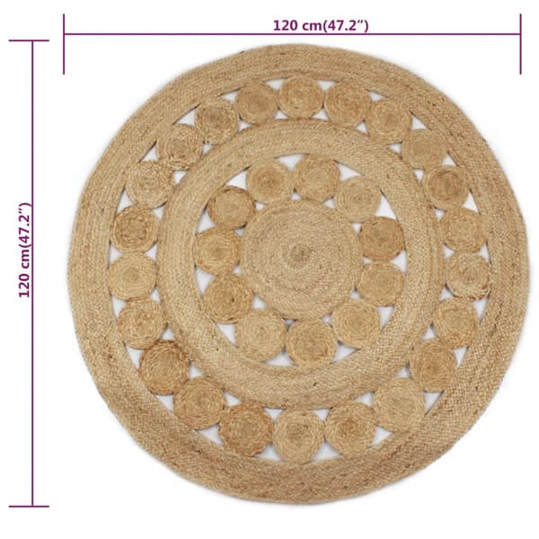 vidaXL Flätad jutematta, 120 cm, rund