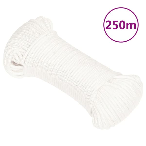 vidaXL Segelrep, heltäckande vitt, 4 mm, 250 m, polypropen