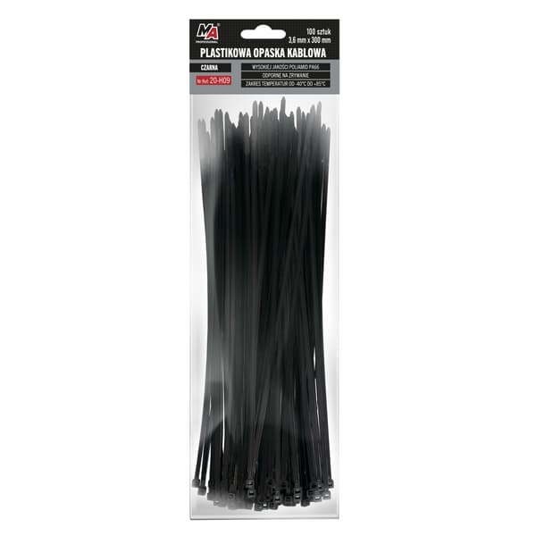 MA Professional plastik kabelomstøbning - sort 3,6mm x 300 100stk