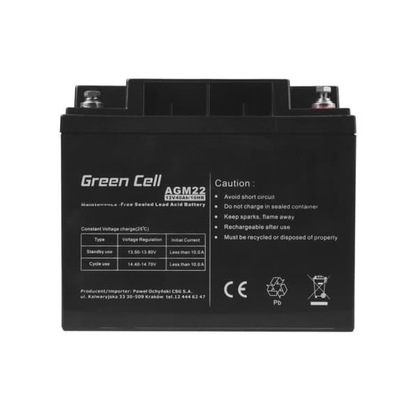 GREEN CELL -geeliakku AGM22 12V 40AH