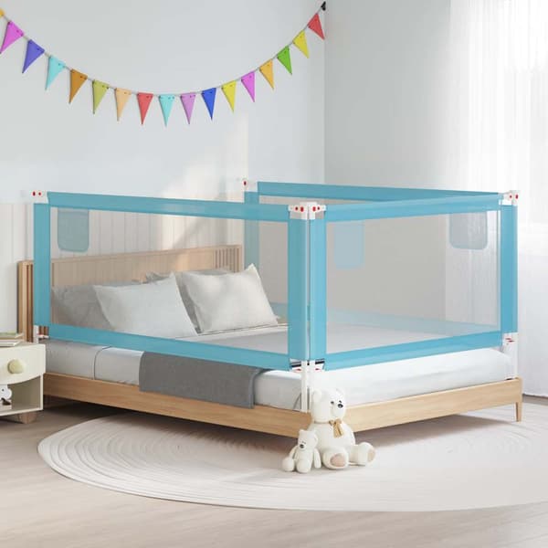 vidaXL sengeheststang blå 200x25 cm stof