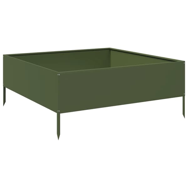 vidaXL højbed olivengrøn 100x100x25 cm stål