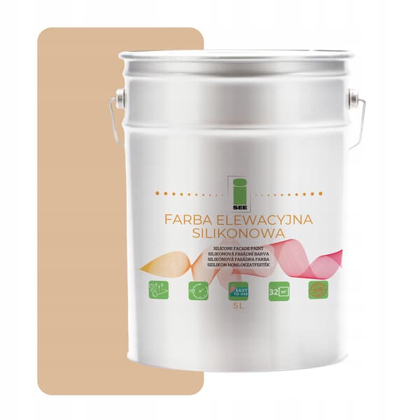 SILIKONFASADFÄRG BEIGE 5L ÅNGGENOMTRÄNKANDE + ALGFRÄRG
