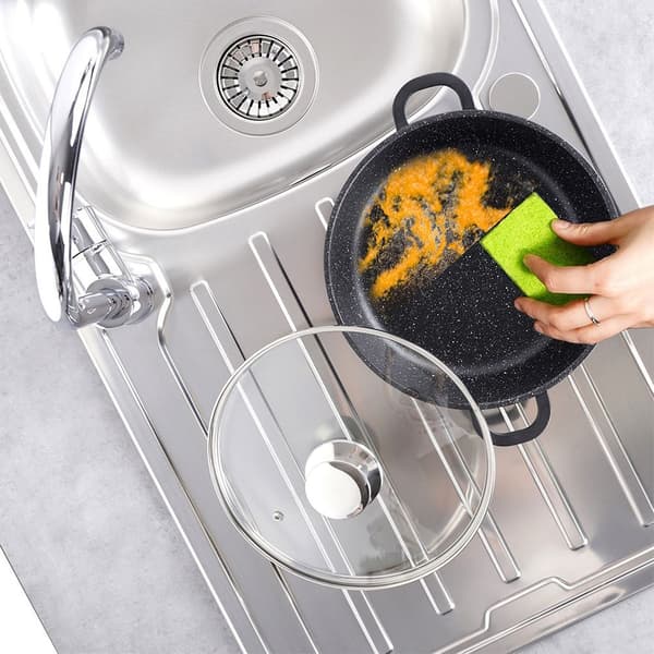 Granit stegepande med glaslåg GRANDE 24 cm