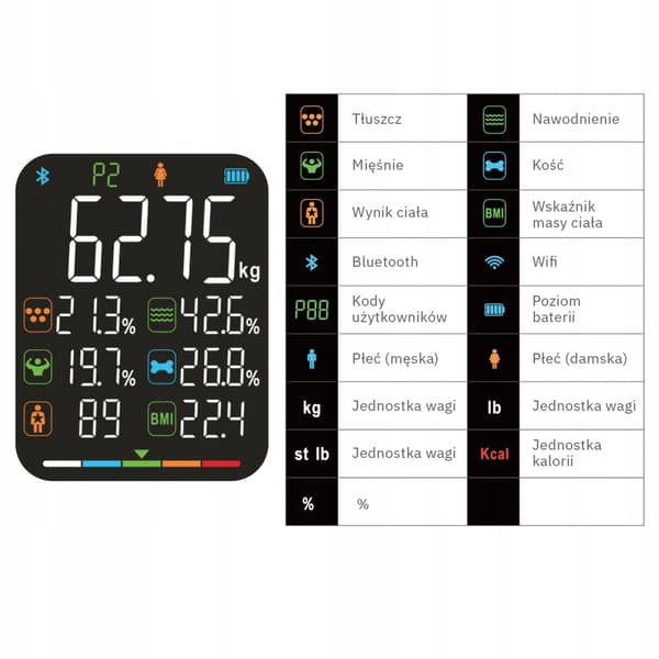 Analytisk badevægt 15 parametre Apple Health, Google Fit, IF2825A