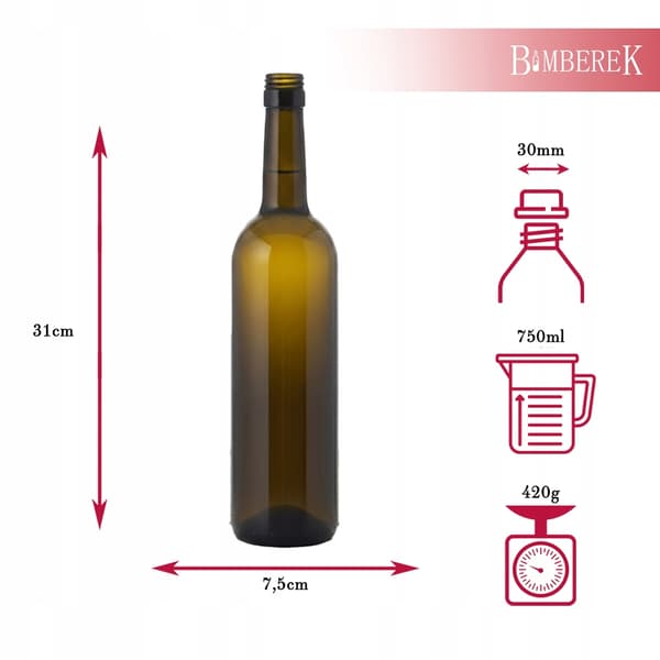5x flaskor vinolja 750ml med lock för vinalkoholtinkturer 0,75l