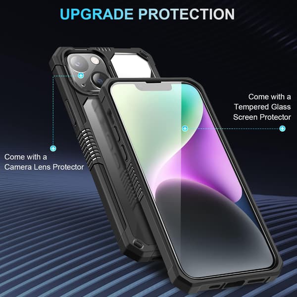 LÄPINÄKYVÄ, VAHVA SUOJA IPHONE 14 PLUS 6.7' MUSTA KEHYS