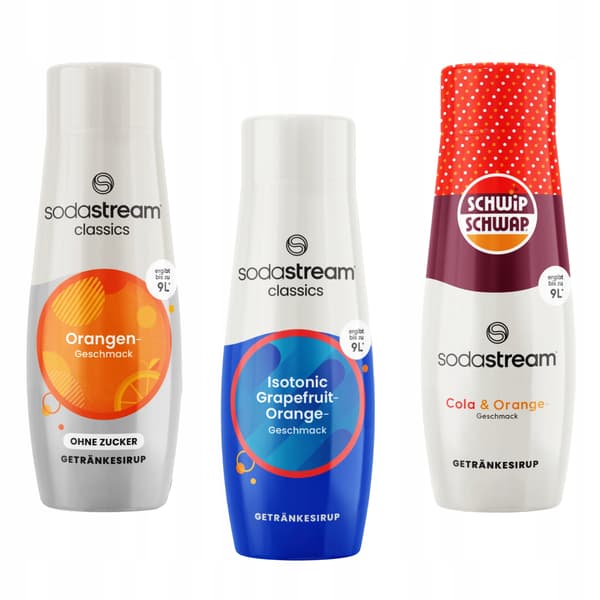 Set med 3 koncentrat Sodastream Orange Zero + Isoton + Schwip Schwap