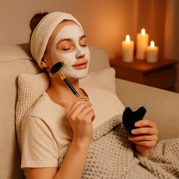 Rullmassageapparat för ansikte, hals, under ögonen, gua sha-sten 2 i 1