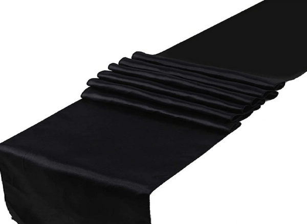 Glat satin bordløber dekoration SORT 0 36 x 9m