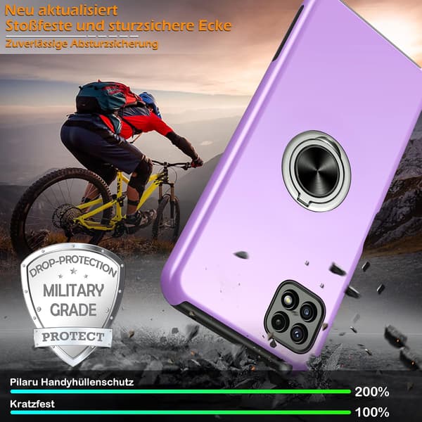 SKAL TILL SAMSUNG GALAXY A22 5G LILA SOLID BAKSIDA + RING