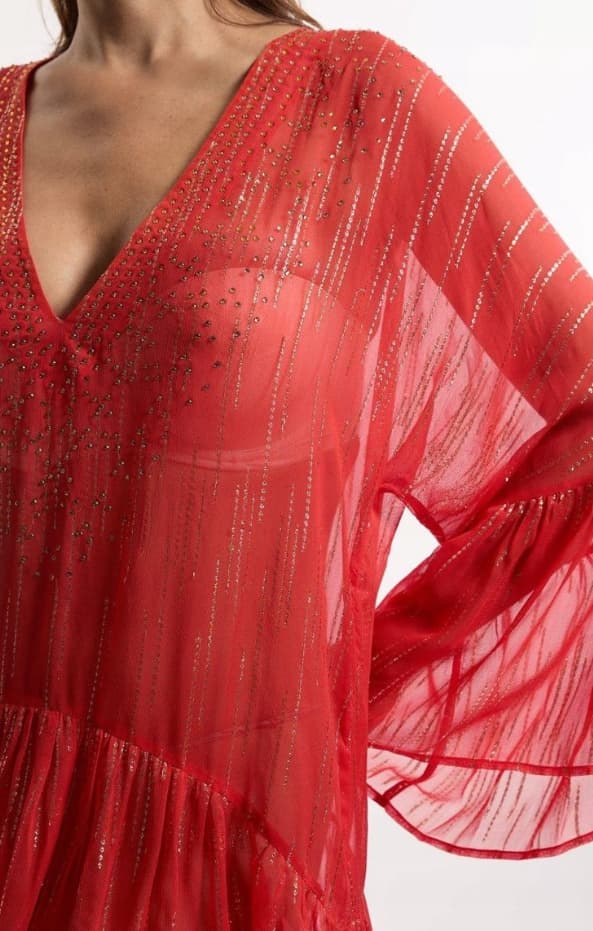 Karen Millen rød paillet tunika M