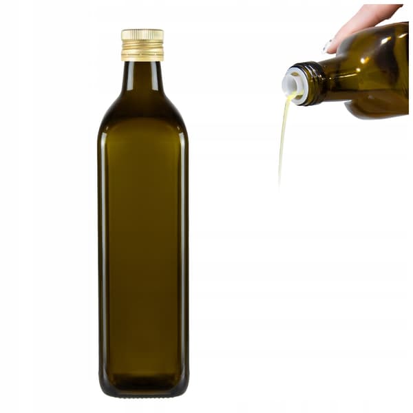 10 kpl MARASCA SQUARE OLIVE 750ml pulloja oliiviöljypulloille annostelijalla