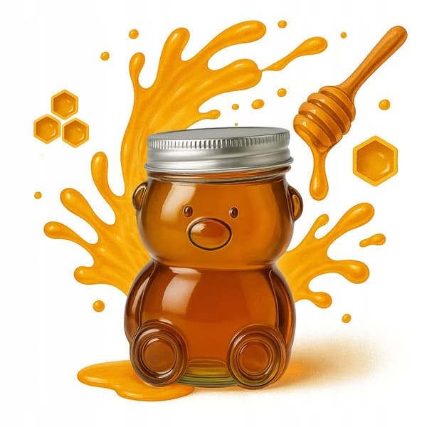 5x 80ml TEDDY BEAR glaskrukke med låg til honning, marmelade, krydderier