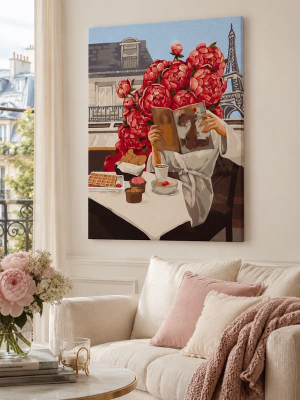 Maleri efter tal med ramme Billeder til maleri - Blooming Paris 40x50 cm