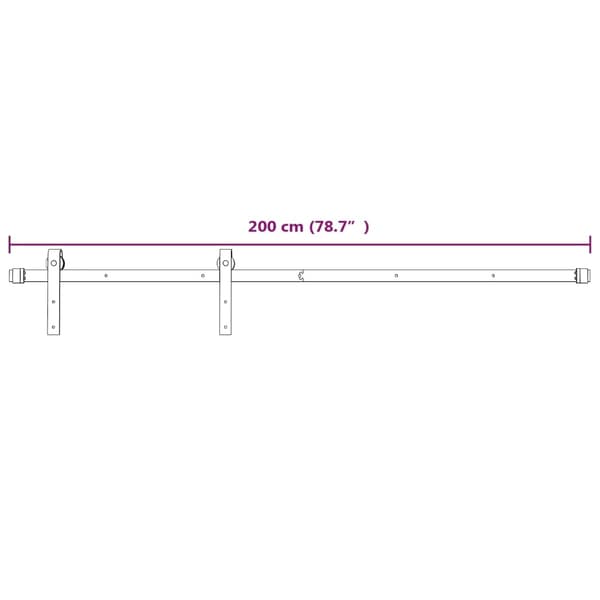 vidaXL Skjutdörrsinstallationssystem, 200 cm, Stål, Vit