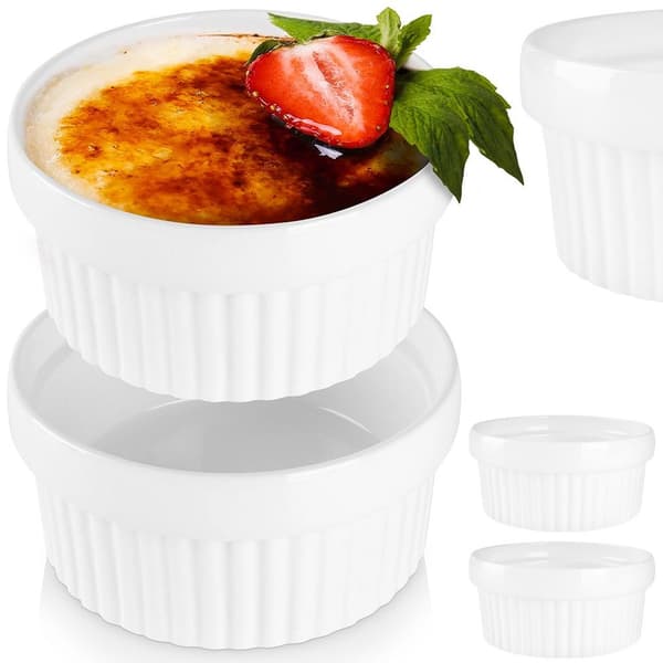 Bageskåle keramik hvide 11 cm, 250 ml 2 stk.