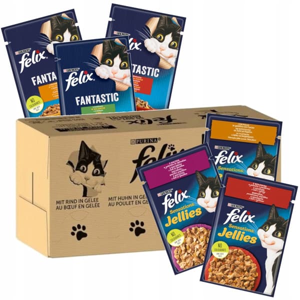 Purina Felix våtfoder för katter, blandade smaker, 96x85 g