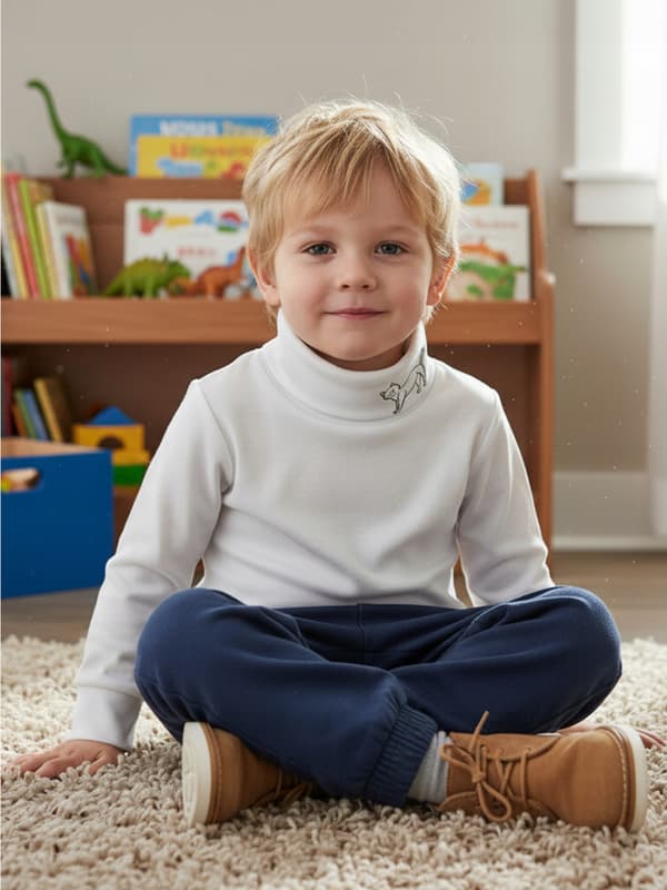Barn TURTLENECK 110 SWEATSHIRT Barn T-SHIRT med tryck VIT