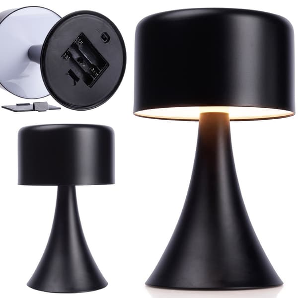 Natlampe LED metal sort trådløs 20,5 cm