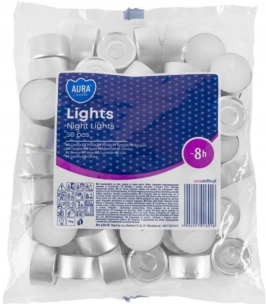 Bispol värmeljus oparfymerat vitt 8h 50-pack